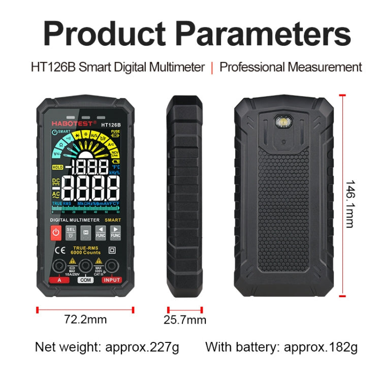 HABOTEST HT126B มัลติมิเตอร์แบบดิจิตอลความแม่นยำสูง, HT126B
