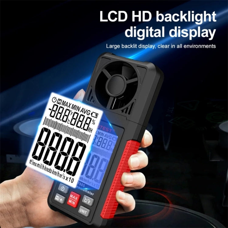 HABOTEST HT605 จอแสดงผลดิจิตอลอัจฉริยะแบบพกพาเครื่องทดสอบความเร็วลมแบบใช้มือถือ, HT605