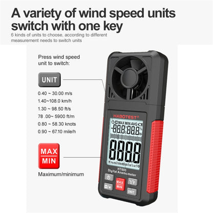 HABOTEST HT605 จอแสดงผลดิจิตอลอัจฉริยะแบบพกพาเครื่องทดสอบความเร็วลมแบบใช้มือถือ, HT605