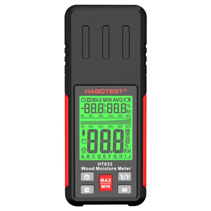 HABOTEST HT633 เครื่องตรวจจับความชื้นไม้จอแสดงผลดิจิตอลมัลติฟังก์ชั่นแบบพกพา, HT633