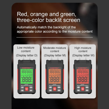 HABOTEST HT633 เครื่องตรวจจับความชื้นไม้จอแสดงผลดิจิตอลมัลติฟังก์ชั่นแบบพกพา, HT633