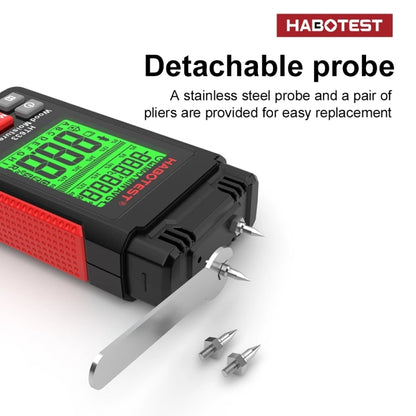 HABOTEST HT633 เครื่องตรวจจับความชื้นไม้จอแสดงผลดิจิตอลมัลติฟังก์ชั่นแบบพกพา, HT633
