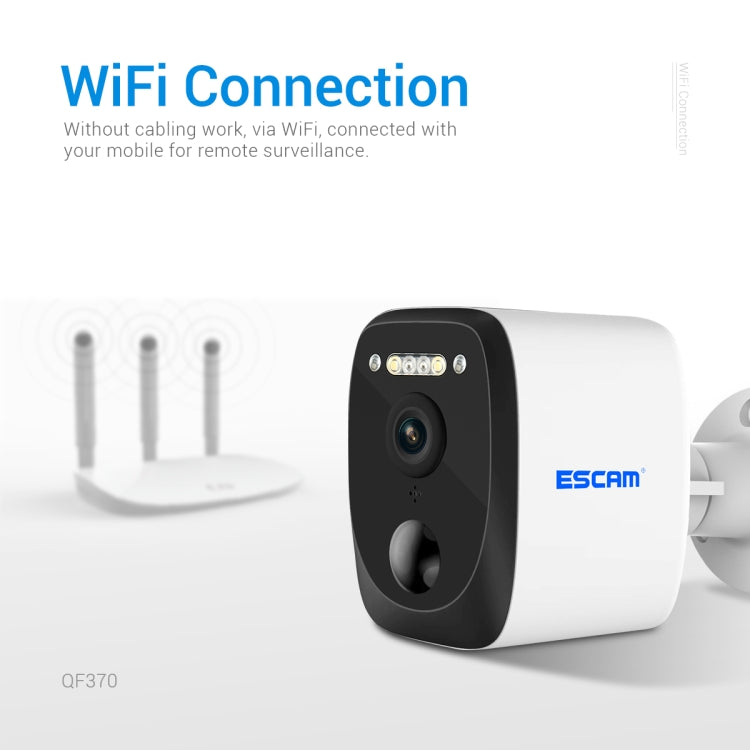 ESCAM QF370 3MP Cloud Storage PT WIFI แผงพลังงานแสงอาทิตย์ IP กล้อง PIR รองรับ Night Vision & Two Way Audio, QF370