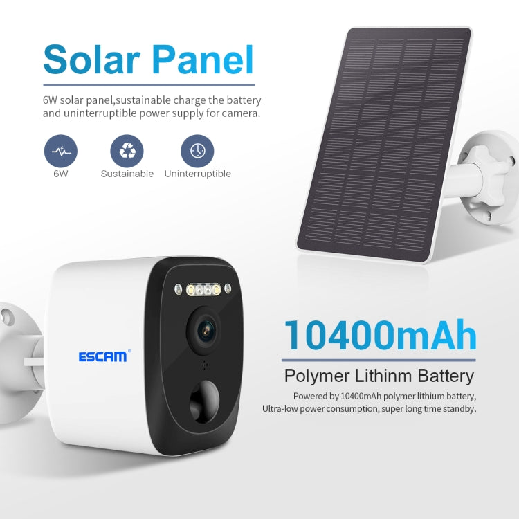 ESCAM QF370 3MP Cloud Storage PT WIFI แผงพลังงานแสงอาทิตย์ IP กล้อง PIR รองรับ Night Vision & Two Way Audio, QF370