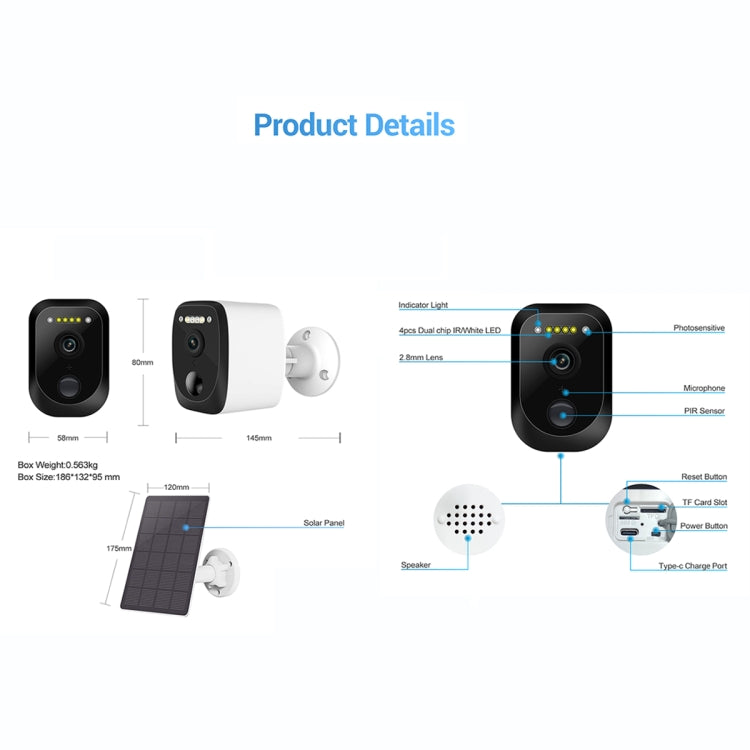 ESCAM QF370 3MP Cloud Storage PT WIFI แผงพลังงานแสงอาทิตย์ IP กล้อง PIR รองรับ Night Vision & Two Way Audio, QF370