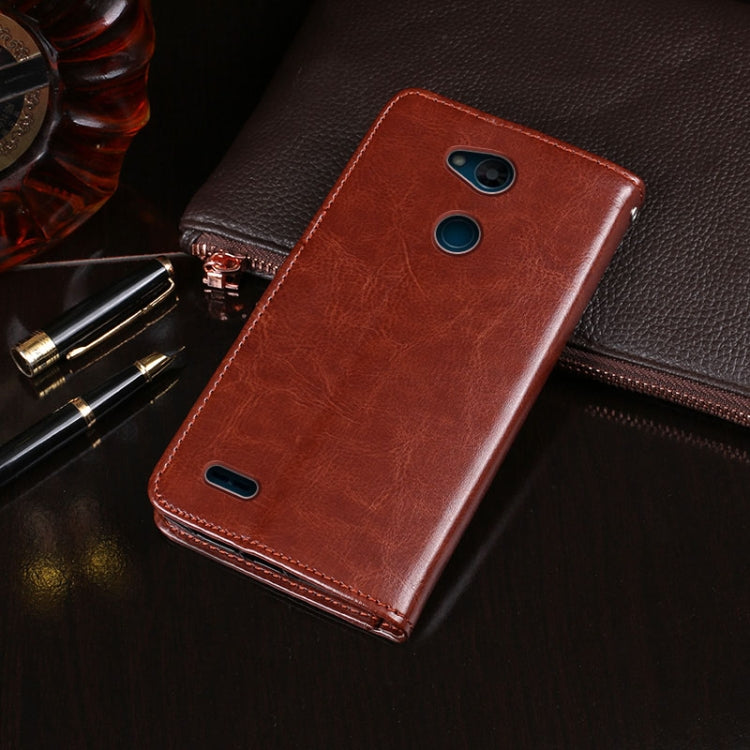 idewei Crazy Horse Texture ซองหนังพลิกแนวนอนพร้อมตัวยึดและช่องเสียบการ์ดและกระเป๋าสตางค์, For LG X power3