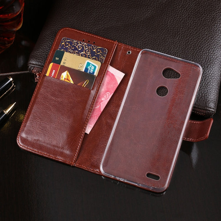 idewei Crazy Horse Texture ซองหนังพลิกแนวนอนพร้อมตัวยึดและช่องเสียบการ์ดและกระเป๋าสตางค์, For LG X power3