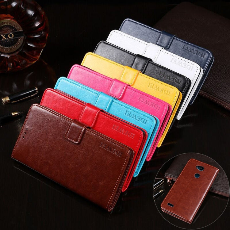 idewei Crazy Horse Texture ซองหนังพลิกแนวนอนพร้อมตัวยึดและช่องเสียบการ์ดและกระเป๋าสตางค์, For LG X power3