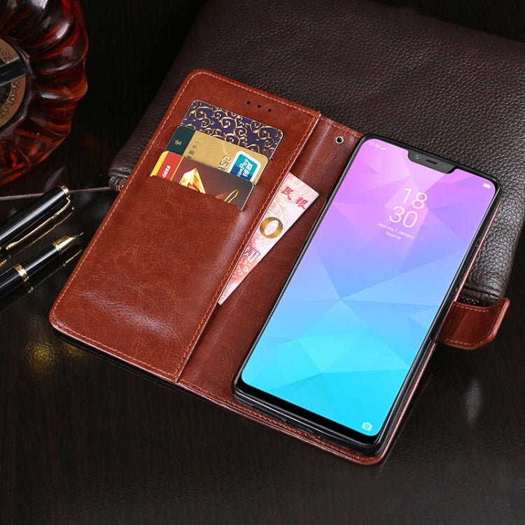 idewei Crazy Horse Texture ซองหนังพลิกแนวนอนพร้อมตัวยึดและช่องเสียบการ์ดและกระเป๋าสตางค์, For OPPO Realme 2, For OPPO Realme 3, For OPPO Realme 5 / Realme 5s, For OPPO Realme C2, For OPPO Realme X, For OPPO Realme X50 5G
