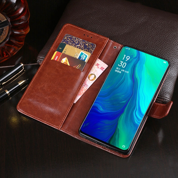 idewei Crazy Horse Texture ซองหนังพลิกแนวนอนพร้อมตัวยึดและช่องเสียบการ์ดและกระเป๋าสตางค์, For OPPO Reno, For OPPO Reno2 Z, For OPPO Reno3, For OPPO Reno3 Pro, For OPPO Reno A, For OPPO Reno Ace