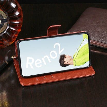 idewei Crazy Horse Texture ซองหนังพลิกแนวนอนพร้อมตัวยึดและช่องเสียบการ์ดและกระเป๋าสตางค์, For OPPO Reno2, For OPPO Realme 3 Pro, For OPPO Realme 5 Pro, For OPPO Realme X2