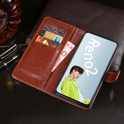 idewei Crazy Horse Texture ซองหนังพลิกแนวนอนพร้อมตัวยึดและช่องเสียบการ์ดและกระเป๋าสตางค์, For OPPO Reno2, For OPPO Realme 3 Pro, For OPPO Realme 5 Pro, For OPPO Realme X2
