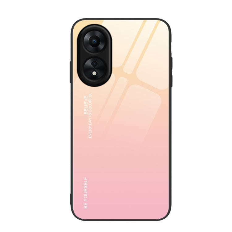 สำหรับ OPPO A17 เคสโทรศัพท์กระจกสีไล่โทนสี, For OPPO A17