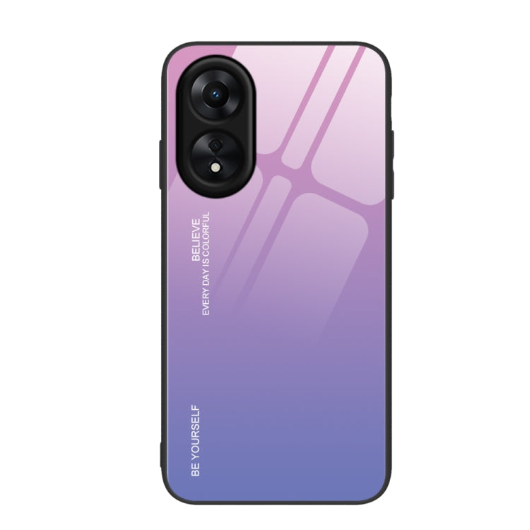 สำหรับ OPPO A17 เคสโทรศัพท์กระจกสีไล่โทนสี, For OPPO A17