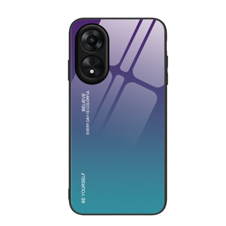 สำหรับ OPPO A17 เคสโทรศัพท์กระจกสีไล่โทนสี, For OPPO A17