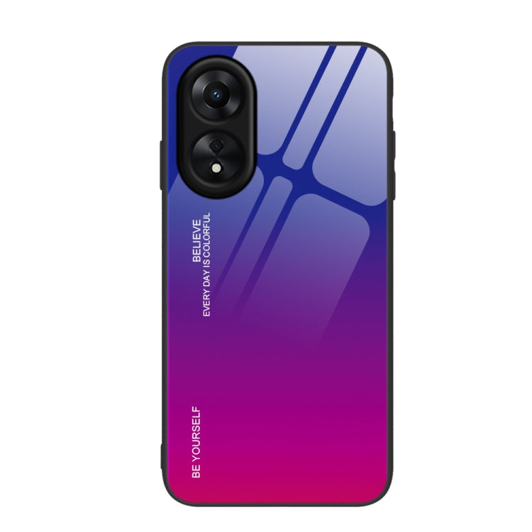 สำหรับ OPPO A17 เคสโทรศัพท์กระจกสีไล่โทนสี, For OPPO A17