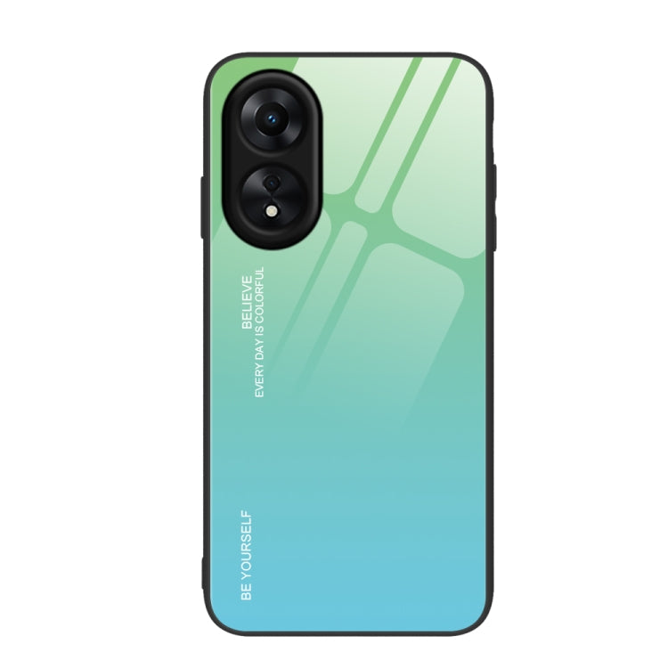 สำหรับ OPPO A17 เคสโทรศัพท์กระจกสีไล่โทนสี, For OPPO A17