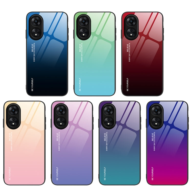 สำหรับ OPPO A17 เคสโทรศัพท์กระจกสีไล่โทนสี, For OPPO A17