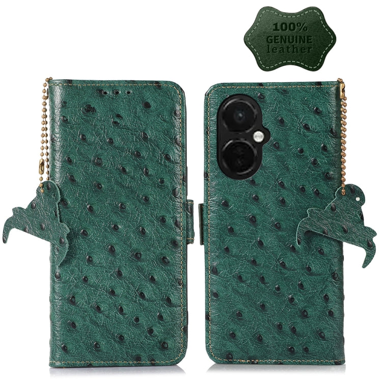 สำหรับ OnePlus Nord CE 3 Lite ลายนกกระจอกเทศหนังแท้ RFID เคสโทรศัพท์, For OnePlus Nord CE 3 Lite