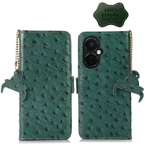 สำหรับ OnePlus Nord CE 3 Lite ลายนกกระจอกเทศหนังแท้ RFID เคสโทรศัพท์, For OnePlus Nord CE 3 Lite