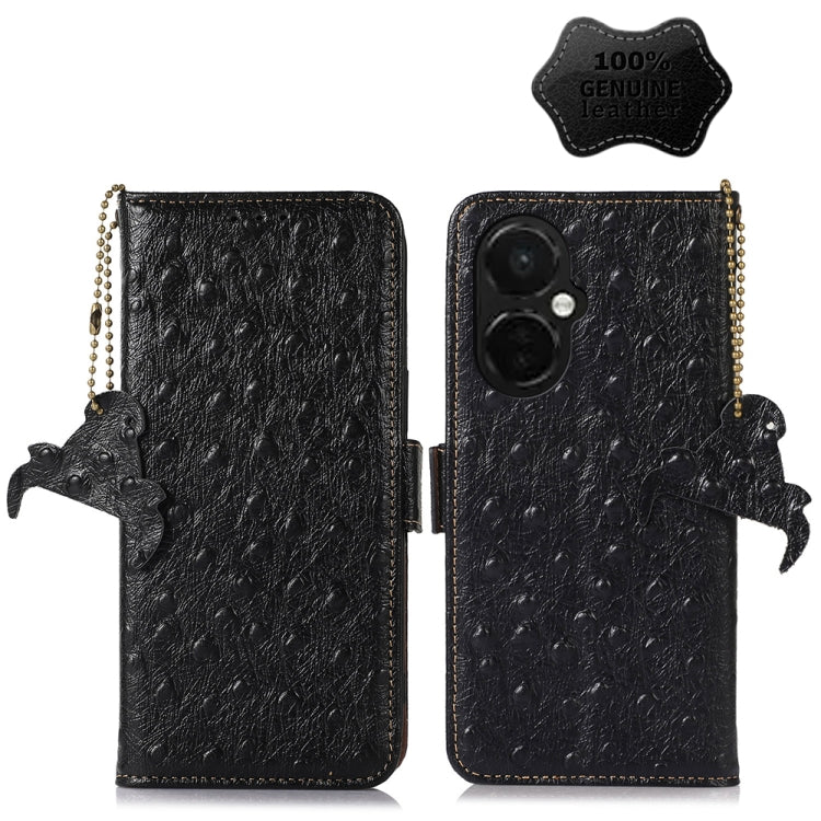 สำหรับ OnePlus Nord CE 3 Lite ลายนกกระจอกเทศหนังแท้ RFID เคสโทรศัพท์, For OnePlus Nord CE 3 Lite