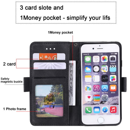 ซองหนังพลิกแนวนอนแบบ Retro Splicing พร้อมช่องใส่การ์ดและตัวยึดและกระเป๋าสตางค์, For iPhone SE 2022 / SE 2020 / 8 / 7, For Xiaomi Redmi Note 8 Pro
