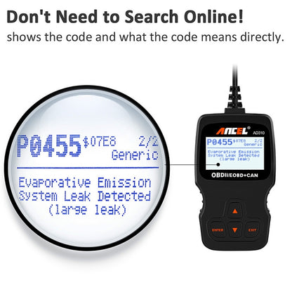 Ancel AD310 CAN OBD2 เครื่องมือวินิจฉัยความผิดพลาดของเครื่องยนต์ในรถยนต์, AD310