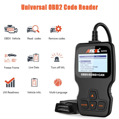 Ancel AD310 CAN OBD2 เครื่องมือวินิจฉัยความผิดพลาดของเครื่องยนต์ในรถยนต์, AD310
