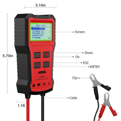 Ancel BST100 12V เครื่องทดสอบแบตเตอรี่รถยนต์, BST100