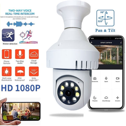 กล้อง WiFi หลอดไฟสัญญาณเตือนภัยควัน DP36 1080P รองรับการมองเห็นกลางคืน IR / การตรวจจับการเคลื่อนไหว / เสียงสองทาง, DP36