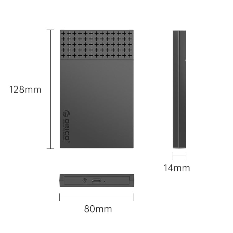 ORICO ORICO-2526C3-V1 USB 3.0 ขนาด 2.5 นิ้ว USB-A ถึง Type-C ฮาร์ดไดรฟ์ที่จัดเก็บข้อมูลภายนอก เคส, Type-C