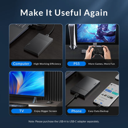 ORICO ORICO-2526C3-V1 USB 3.0 ขนาด 2.5 นิ้ว USB-A ถึง Type-C ฮาร์ดไดรฟ์ที่จัดเก็บข้อมูลภายนอก เคส, Type-C