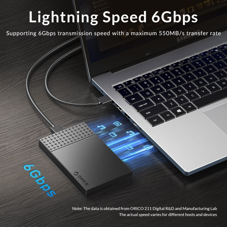 ORICO ORICO-2526C3-V1 USB 3.0 ขนาด 2.5 นิ้ว USB-A ถึง Type-C ฮาร์ดไดรฟ์ที่จัดเก็บข้อมูลภายนอก เคส, Type-C