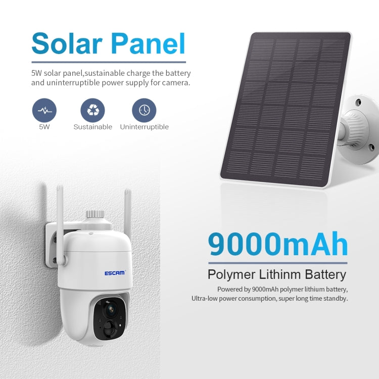 ESCAM G24 3MP WiFi Smart Night Vision 2-way Voice Intercom พลังงานแสงอาทิตย์สนับสนุนกล้อง Full HD AI การรับรู้ PIR Alarm, G24