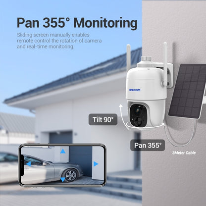 ESCAM G24 3MP WiFi Smart Night Vision 2-way Voice Intercom พลังงานแสงอาทิตย์สนับสนุนกล้อง Full HD AI การรับรู้ PIR Alarm, G24