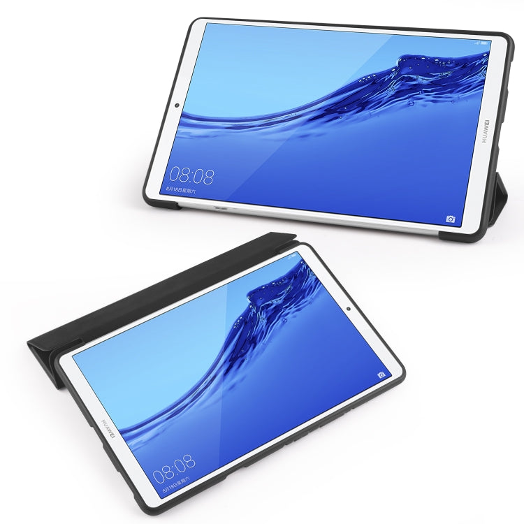 หนัง PU พลิกแนวนอน 3 พับ + เคส TPU รังผึ้งกันกระแทกพร้อมตัวยึด, For Huawei MediaPad M6 8.4 inch, For Huawei MediaPad M6 10.8 inch, For Huawei MatePad Pro 10.8 inch, Huawei MediaPad T5 10 inch