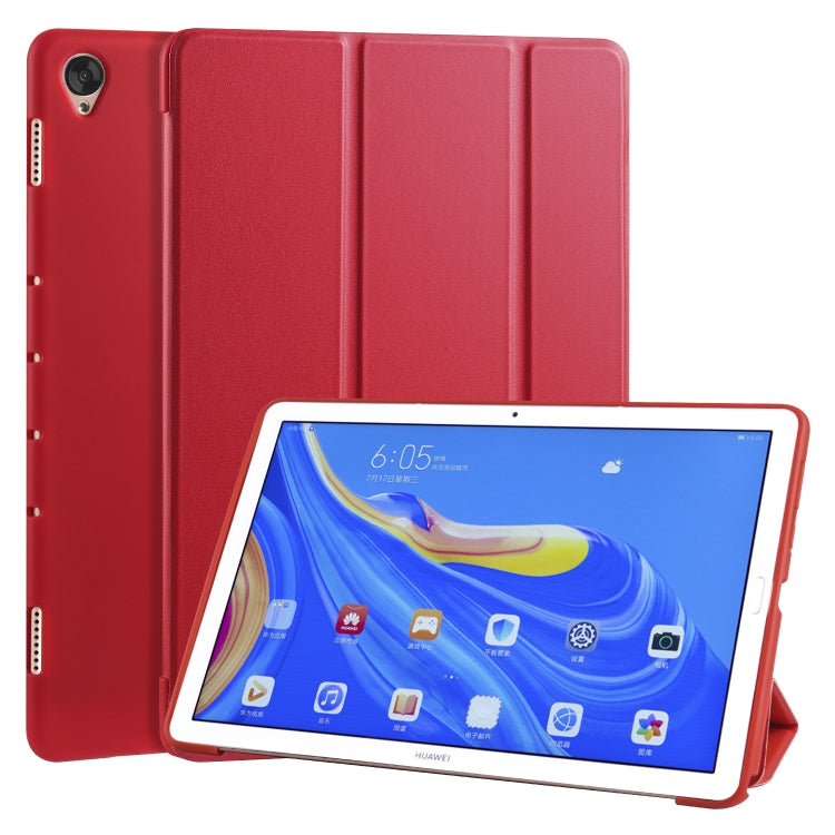 หนัง PU พลิกแนวนอน 3 พับ + เคส TPU รังผึ้งกันกระแทกพร้อมตัวยึด, For Huawei MediaPad M6 8.4 inch, For Huawei MediaPad M6 10.8 inch, For Huawei MatePad Pro 10.8 inch, Huawei MediaPad T5 10 inch