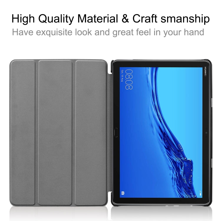 สำหรับ Huawei M5 Lite 10.0 นิ้ว Custer Pattern ซองหนังพลิกแนวนอนสีบริสุทธิ์พร้อมตัวยึดสามพับ & พร้อมฟังก์ชั่นพัก / ปลุก, For Huawei MediaPad M5 Lite 10.0 inch