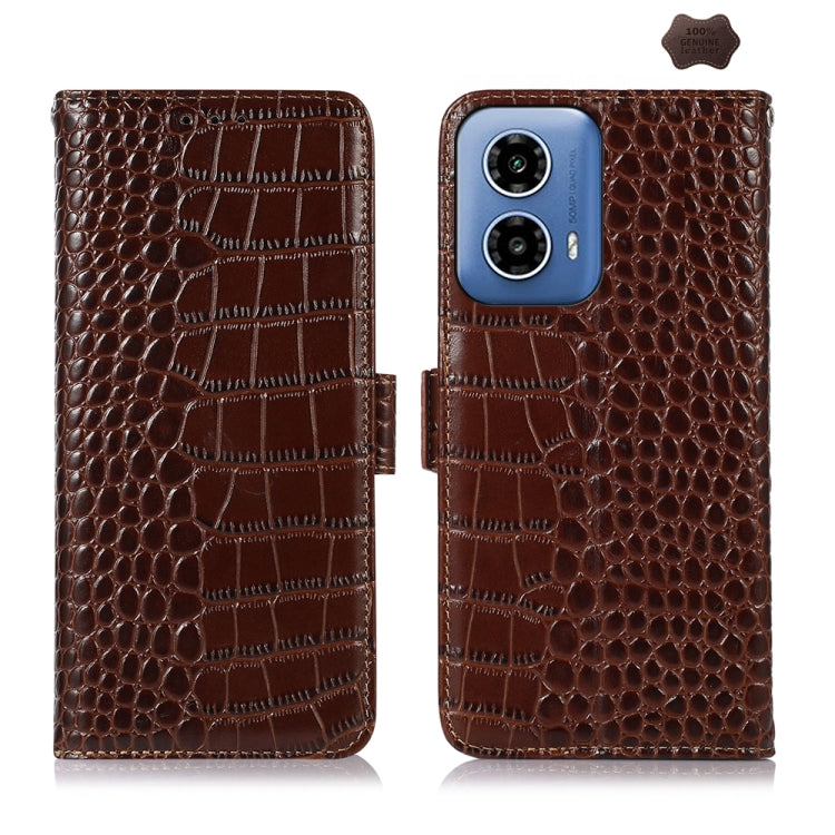 ซองใส่โทรศัพท์หนังวัวชั้นบนจระเข้, For Motorola Edge 50 Neo, For Motorola Moto G04 / G24, For Motorola Moto G34, For Motorola Moto G14 4G, For Motorola Moto G Power 2023