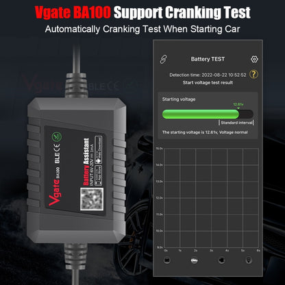 Vgate BA100 รถ 12V Bluetooth 4.0 เครื่องวิเคราะห์เครื่องช่วยวิเคราะห์แบตเตอรี่, Vgate BA100