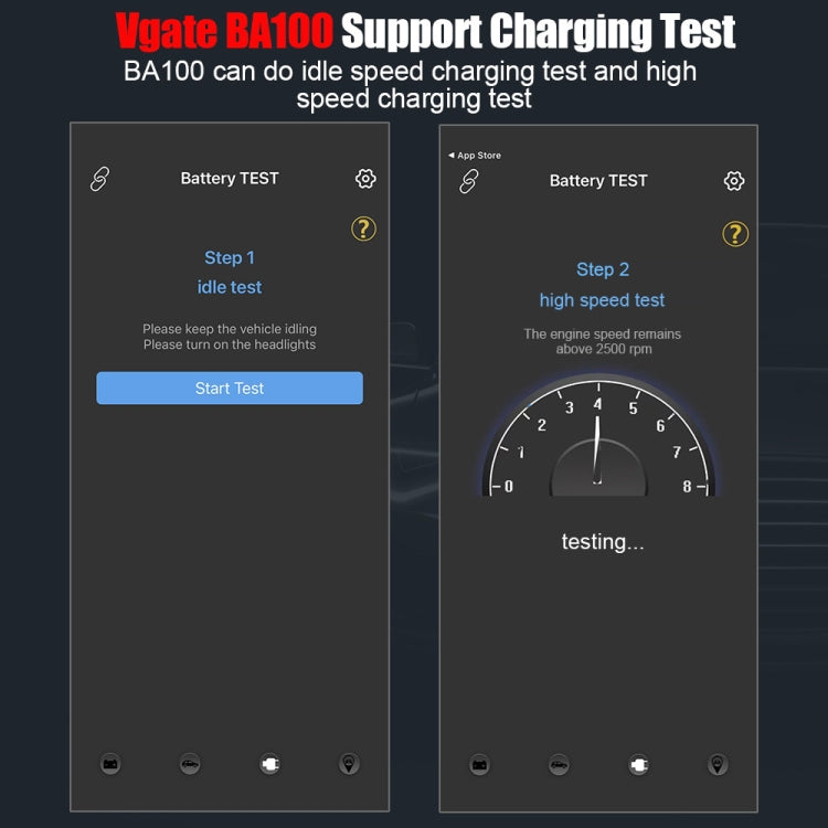 Vgate BA100 รถ 12V Bluetooth 4.0 เครื่องวิเคราะห์เครื่องช่วยวิเคราะห์แบตเตอรี่, Vgate BA100