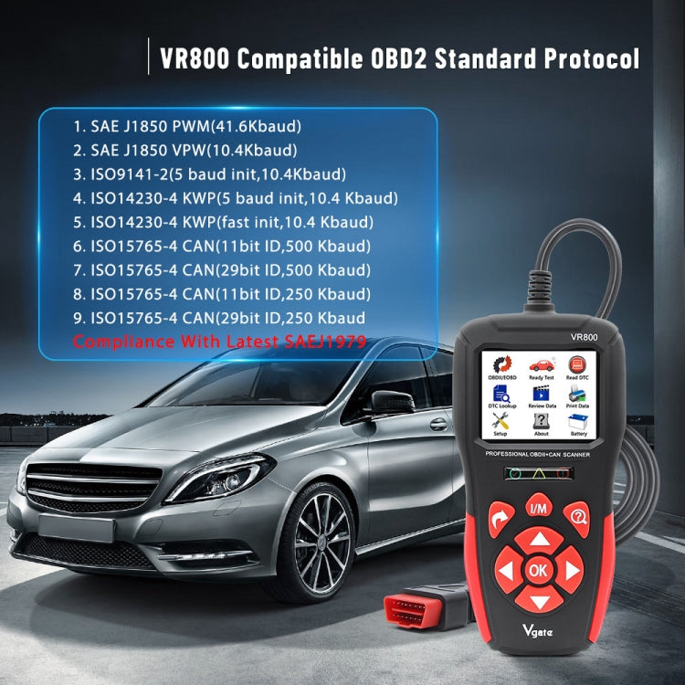Vgate VR800 เครื่องอ่านรหัสรถยนต์ OBD2 เครื่องสแกนวินิจฉัย, Vgate VR800