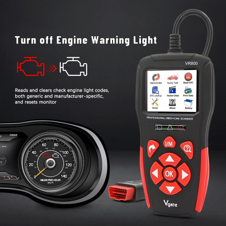 Vgate VR800 เครื่องอ่านรหัสรถยนต์ OBD2 เครื่องสแกนวินิจฉัย, Vgate VR800
