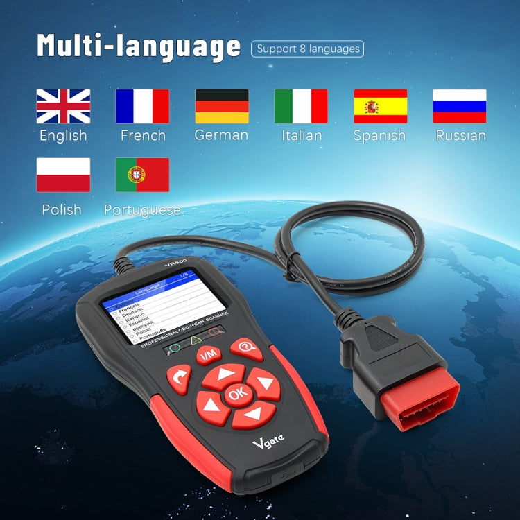 Vgate VR800 เครื่องอ่านรหัสรถยนต์ OBD2 เครื่องสแกนวินิจฉัย, Vgate VR800