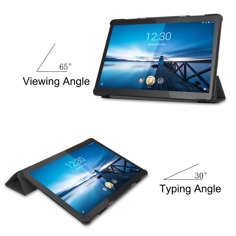 สำหรับ Lenovo M10 FHD REL TB-X605FC Custer Pattern ซองหนังพลิกแนวนอนสีบริสุทธิ์พร้อมตัวยึดสามพับและฟังก์ชั่นปลุก / นอน, For Lenovo M10 FHD REL TB-X605FC