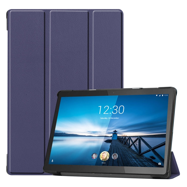 สำหรับ Lenovo M10 FHD REL TB-X605FC Custer Pattern ซองหนังพลิกแนวนอนสีบริสุทธิ์พร้อมตัวยึดสามพับและฟังก์ชั่นปลุก / นอน, For Lenovo M10 FHD REL TB-X605FC