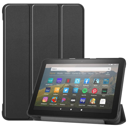 สำหรับ Kindle Fire HD 8 (2020) รูปแบบคัสเตอร์ซองหนังพลิกแนวนอนสีบริสุทธิ์พร้อมตัวยึดสามพับและฟังก์ชั่นปลุก / นอน, For Kindle Fire HD 8 (2020)