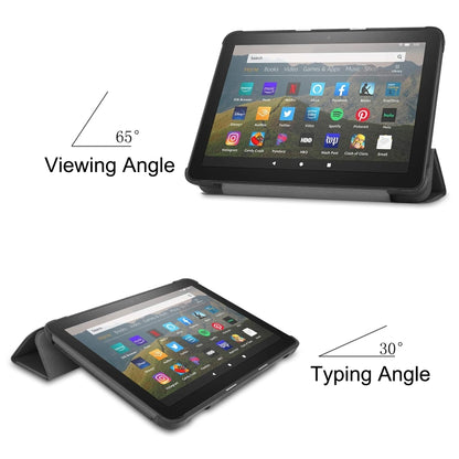 สำหรับ Kindle Fire HD 8 (2020) รูปแบบคัสเตอร์ซองหนังพลิกแนวนอนสีบริสุทธิ์พร้อมตัวยึดสามพับและฟังก์ชั่นปลุก / นอน, For Kindle Fire HD 8 (2020)