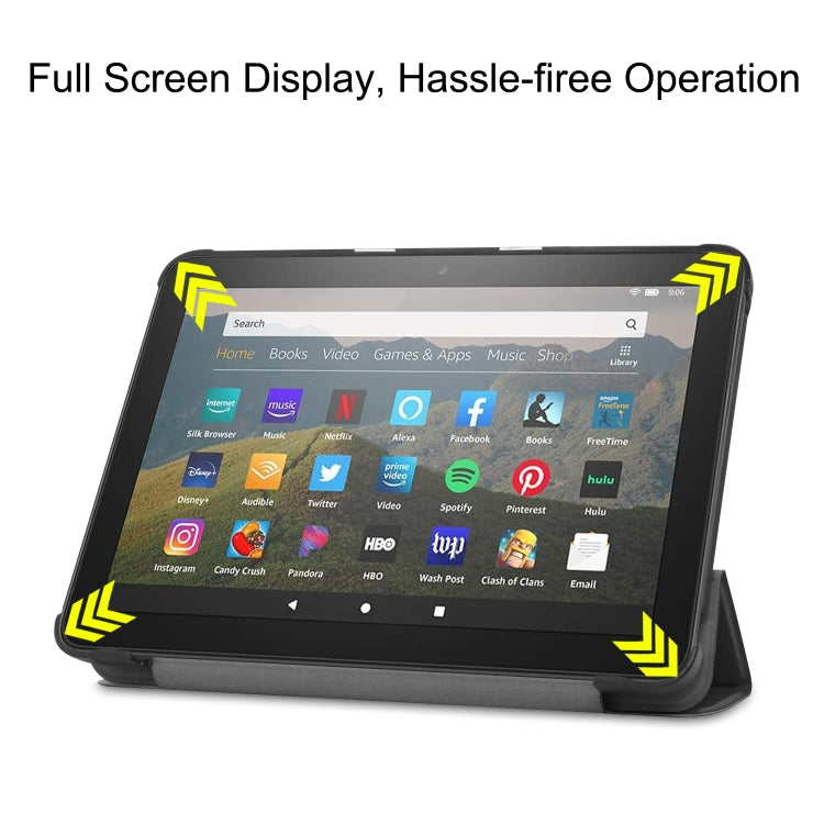 สำหรับ Kindle Fire HD 8 (2020) รูปแบบคัสเตอร์ซองหนังพลิกแนวนอนสีบริสุทธิ์พร้อมตัวยึดสามพับและฟังก์ชั่นปลุก / นอน, For Kindle Fire HD 8 (2020)