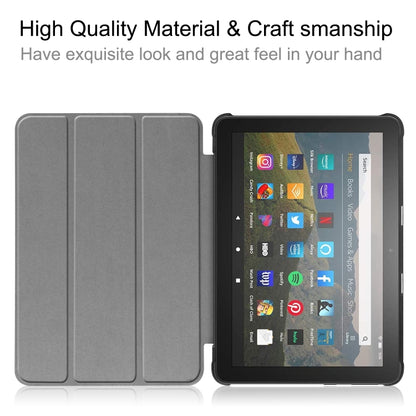 สำหรับ Kindle Fire HD 8 (2020) รูปแบบคัสเตอร์ซองหนังพลิกแนวนอนสีบริสุทธิ์พร้อมตัวยึดสามพับและฟังก์ชั่นปลุก / นอน, For Kindle Fire HD 8 (2020)